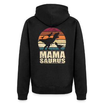 Mamasaurus Rex Dinosaurier Mutter Dino Drillinge - Unisex Premium Bio Zip Hoodie - Schwarz - Hinten - Nico (187cm)