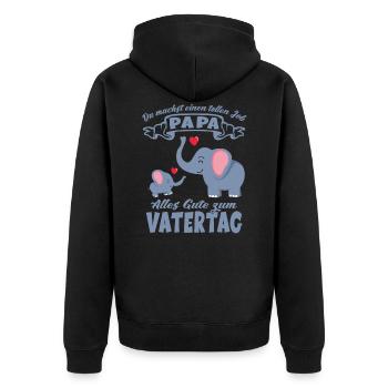 Du machst einen tollen Job Papa Vatertag Elefanten - Unisex Premium Bio Zip Hoodie - Schwarz - Hinten - Nico (187cm)