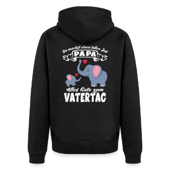 Du machst einen tollen Job Papa Vatertag Elefanten - Unisex Premium Bio Zip Hoodie - Schwarz - Hinten - Nico (187cm)
