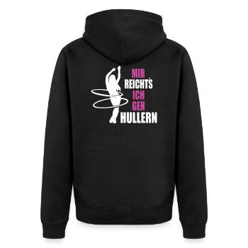 Hulahoop Mir Reichts ich geh Hullern - Unisex Premium Bio Zip Hoodie - Schwarz - Hinten - Nico (187cm)