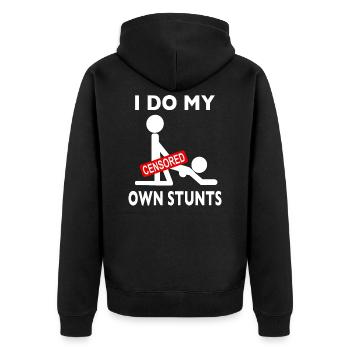 I Do All My Own Stunts Strichmännchen Sex - Unisex Premium Bio Zip Hoodie - Schwarz - Hinten - Nico (187cm)