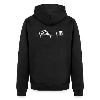 Rennmotorrad Motorrad Herzschlag Bier Dirt Bike - Unisex Premium Bio Zip Hoodie - Schwarz - Hinten - Nico (187cm)
