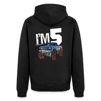 5. Geburtstag 5 Jahre Monster Truck Geländewagen - Unisex Premium Bio Zip Hoodie - Schwarz - Hinten - Nico (187cm)