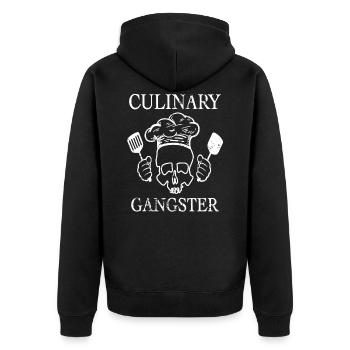 Culinary Gangster Skull Chef - Unisex Premium Organic Zip Hoodie - black - Back - Nico (187cm)
