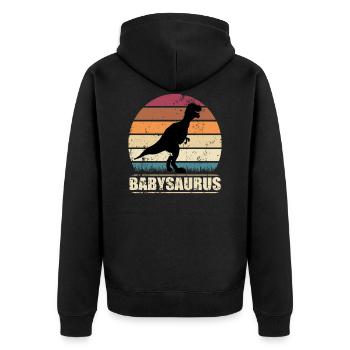 BabySaurus Dinosaurier T-Rex Baby Dino - Unisex Premium Bio Zip Hoodie - Schwarz - Hinten - Nico (187cm)