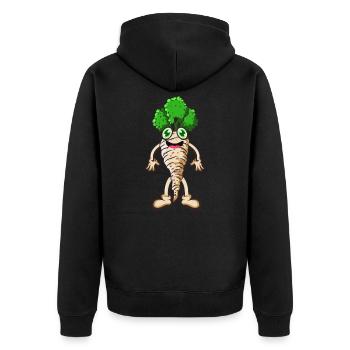 Pastinake - Unisex Premium Bio Zip Hoodie - Schwarz - Hinten - Nico (187cm)