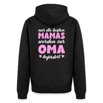 Die besten Mamas werden zur Oma befördert - Unisex Premium Bio Zip Hoodie - Schwarz - Hinten - Nico (187cm)