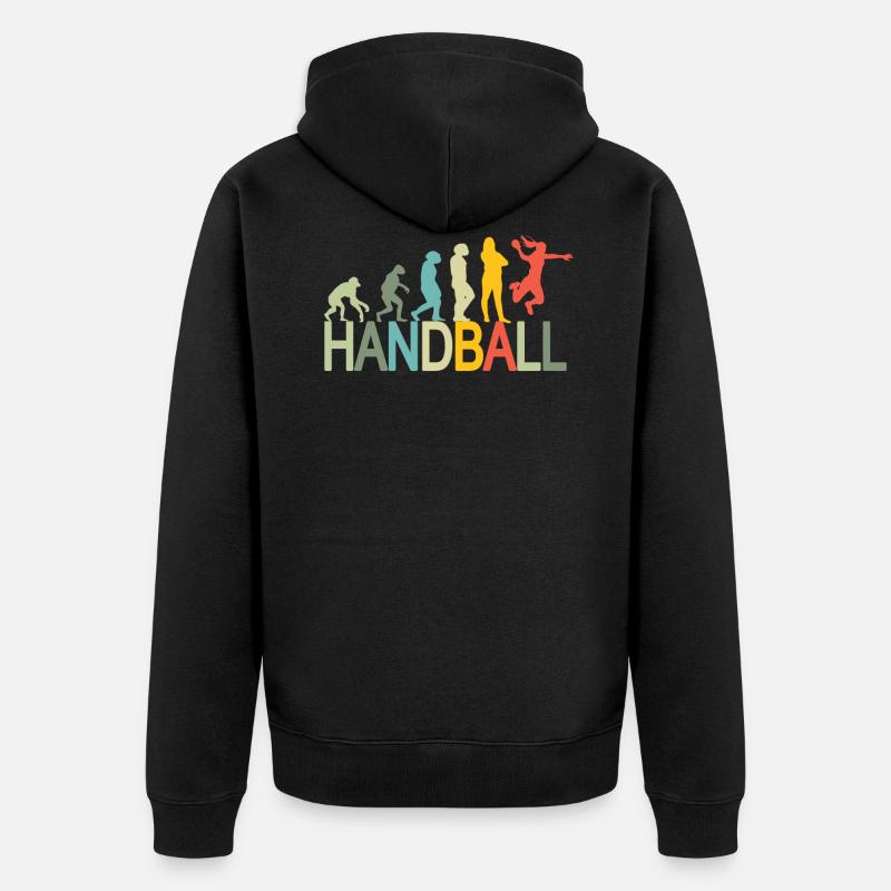 Lstiges Handball Design Evolution - Unisex Premium Bio Zip Hoodie - Schwarz