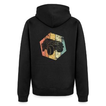 Offroad Geländewagen Allrad Auto vintage - Unisex Premium Bio Zip Hoodie - Schwarz - Hinten - Nico (187cm)