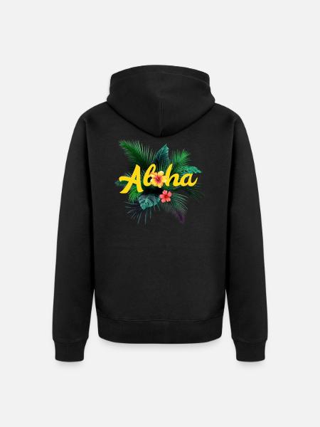 ALOHA TROPICAL - Unisex Premium Organic Zip Hoodie - black