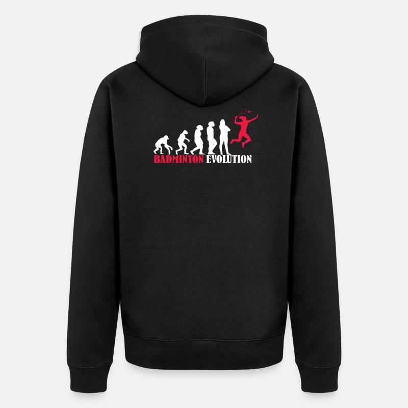 Badminton Evolution Design als Geschenk - Unisex Premium Organic Zip Hoodie - black