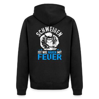 WIG Schweißer Schweißfachmann Schlossermeister - Unisex Premium Bio Zip Hoodie - Schwarz - Hinten - Nico (187cm)