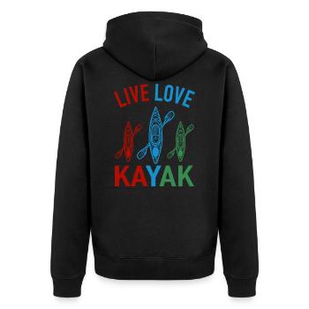Live Love Kayak Kayaking Kayaking Canoe Kayak - Unisex Premium Organic Zip Hoodie - black - Back - Nico (187cm)