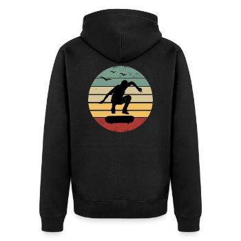 Retro Skateboard Skater Skateboarding Skateboarder - Unisex Premium Bio Zip Hoodie - Schwarz - Hinten - Nico (187cm)