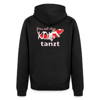 Tanzen Koi Karpfen Design Geschenk - Unisex Premium Bio Zip Hoodie - Schwarz - Hinten - Nico (187cm)