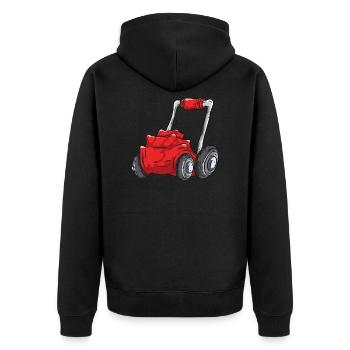 Rasenmäher - Unisex Premium Bio Zip Hoodie - Schwarz - Hinten - Nico (187cm)