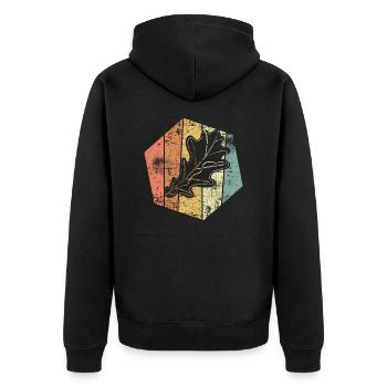 Eiche Blatt retro Natur Wald - Unisex Premium Organic Zip Hoodie - black - Back - Nico (187cm)
