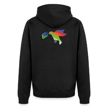 Brieftauben Bild Tauben Design - Unisex Premium Bio Zip Hoodie - Schwarz - Hinten - Nico (187cm)