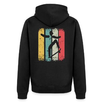 Retro Skateboarder Skateboard Skater Skateboarding - Unisex Premium Bio Zip Hoodie - Schwarz - Hinten - Nico (187cm)