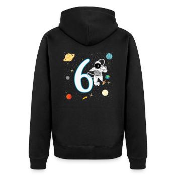 6th birthday 6 years astronaut space space - Unisex Premium Organic Zip Hoodie - black - Back - Nico (187cm)