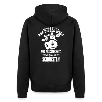 Rinder Bauer Landwirt - Kuh Bauern Geschenk - Unisex Premium Bio Zip Hoodie - Schwarz - Hinten - Nico (187cm)