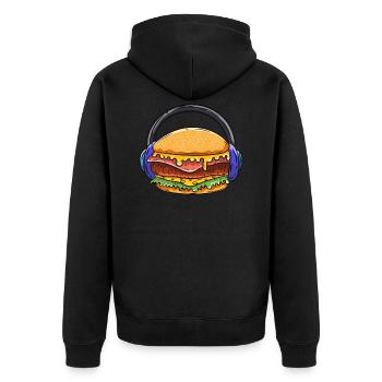 Burger DJ Music - Unisex Premium Organic Zip Hoodie - black - Back - Nico (187cm)