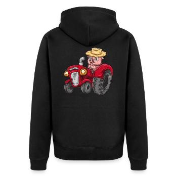 Tractor pig farmer - Unisex Premium Organic Zip Hoodie - black - Back - Nico (187cm)