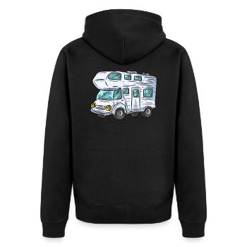 camper - Unisex Premium Organic Zip Hoodie - black - Back - Nico (187cm)