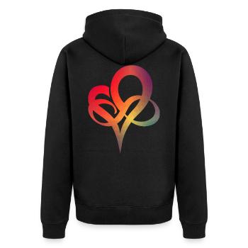 Herz Symbol Farbverlauf - Unisex Premium Bio Zip Hoodie - Schwarz - Hinten - Nico (187cm)