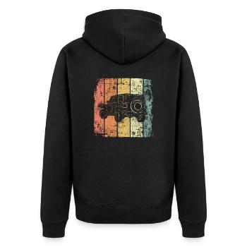 Geländewagen retro - Unisex Premium Bio Zip Hoodie - Schwarz - Hinten - Nico (187cm)