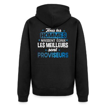Proviseur Homme Cadeau Métier Ecole Collège Humour - Veste à capuche bio Premium Unisexe - noir - Dos - Nico (187cm)