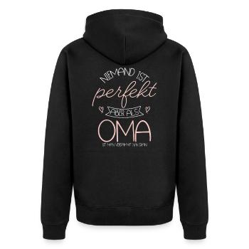 Oma - Unisex Premium Bio Zip Hoodie - Schwarz - Hinten - Nico (187cm)