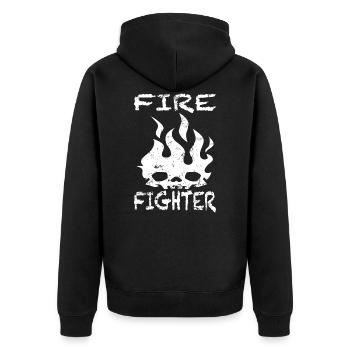 Firefighter fire Firefighters firefighter - Unisex Premium Organic Zip Hoodie - black - Back - Nico (187cm)