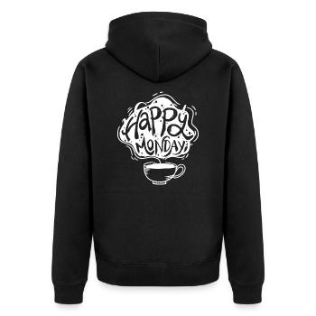 Montag - Unisex Premium Bio Zip Hoodie - Schwarz - Hinten - Nico (187cm)