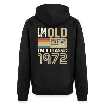 Né en 1972 classique - Veste à capuche bio Premium Unisexe - noir - Dos - Nico (187cm)