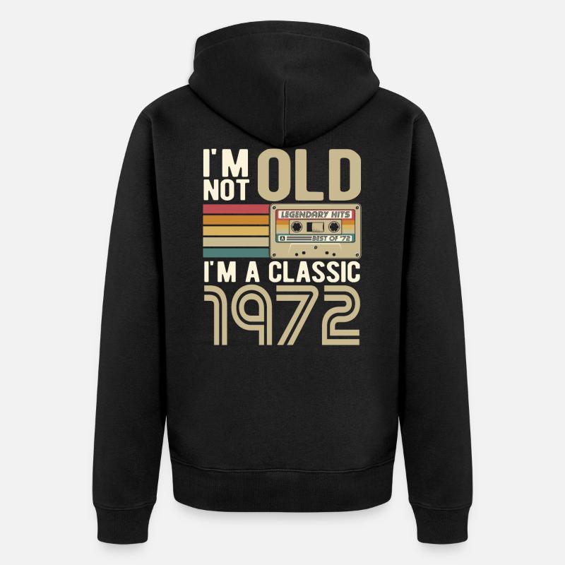 Né en 1972 classique - Veste à capuche bio Premium Unisexe - noir