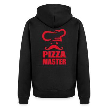 Pizza Master Feinschmecker Pizza Chefkoch Pizzeria - Unisex Premium Bio Zip Hoodie - Schwarz - Hinten - Nico (187cm)