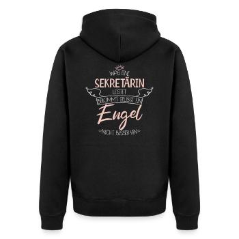 Sekretärin - Unisex Premium Bio Zip Hoodie - Schwarz - Hinten - Nico (187cm)