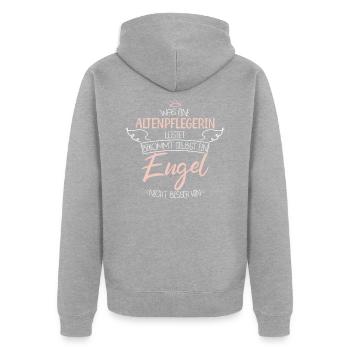 Altenpflegerin - Unisex Premium Bio Zip Hoodie - Grau meliert - Hinten - Nico (187cm)