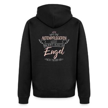 Altenpflegerin - Unisex Premium Bio Zip Hoodie - Schwarz - Hinten - Nico (187cm)
