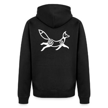 Celtic Fox in White - Unisex Premium Organic Zip Hoodie - black - Back - Nico (187cm)