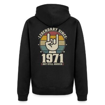 Né en 1971, légendaire depuis 1971 - Veste à capuche bio Premium Unisexe - noir - Dos - Nico (187cm)