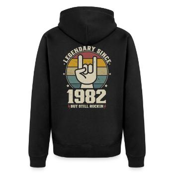 Né en 1982, légende depuis 1982 - Veste à capuche bio Premium Unisexe - noir - Dos - Nico (187cm)
