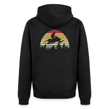 Retro Motorschlitten Skidoo Schneemobil - Unisex Premium Bio Zip Hoodie - Schwarz - Hinten - Nico (187cm)