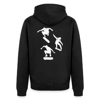 Skateboard Skateboarder Skater - Skatepark Skaten - Unisex Premium Bio Zip Hoodie - Schwarz - Hinten - Nico (187cm)