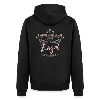 Krankenpflegerin - Unisex Premium Bio Zip Hoodie - Schwarz - Hinten - Nico (187cm)
