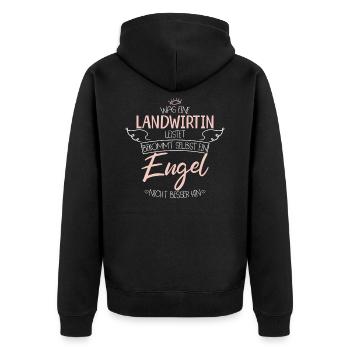 Landwirtin - Unisex Premium Bio Zip Hoodie - Schwarz - Hinten - Nico (187cm)