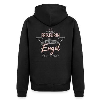 Friseurin - Unisex Premium Bio Zip Hoodie - Schwarz - Hinten - Nico (187cm)