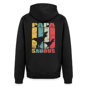 PapaSaurus dinosaures Bébé Familles Papa Saurus - Veste à capuche bio Premium Unisexe - noir - Dos - Nico (187cm)