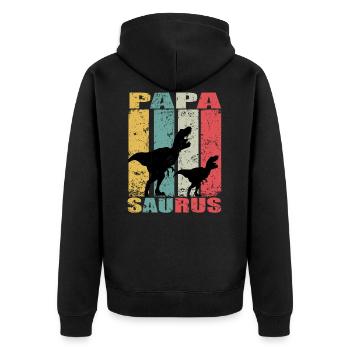 PapaSaurus dinosaures Bébé Familles Papa Saurus - Veste à capuche bio Premium Unisexe - noir - Dos - Nico (187cm)